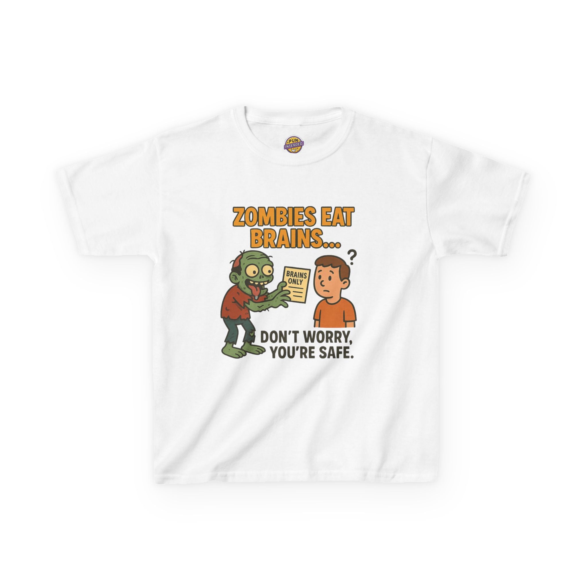 Zombies Eat Brains but You are Safe Childrens T-Shirt