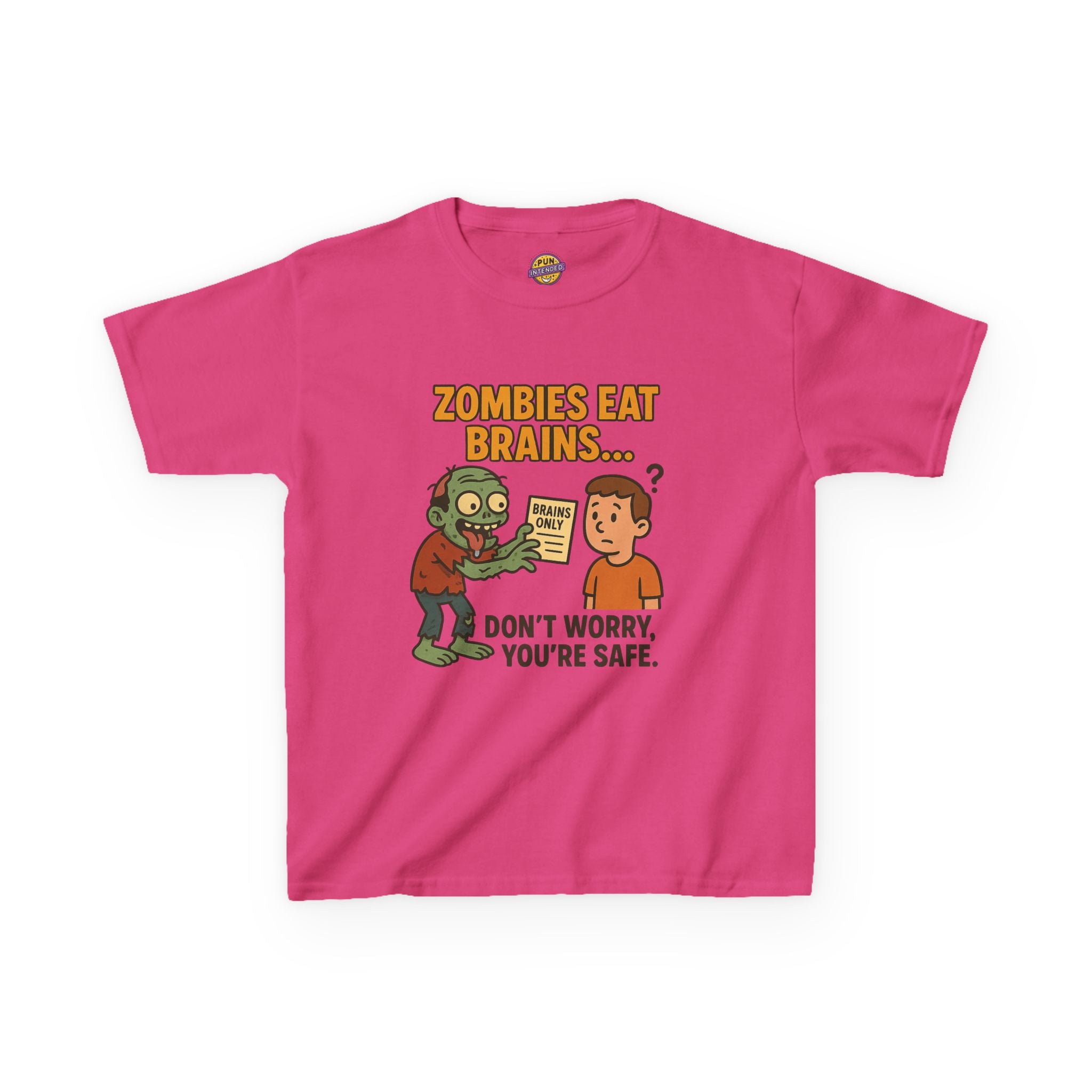 Zombies Eat Brains but You are Safe Childrens T-Shirt
