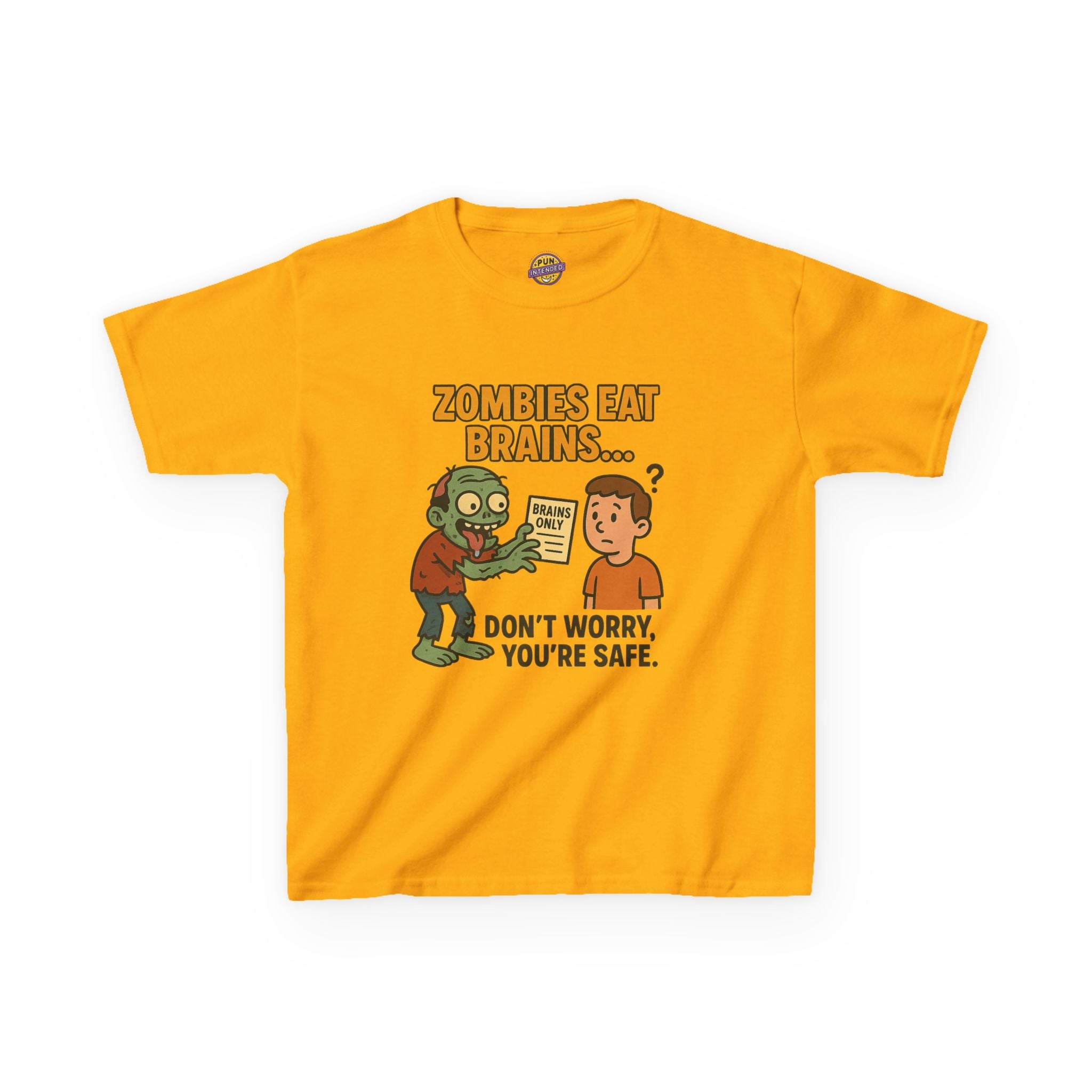 Zombies Eat Brains but You are Safe Childrens T-Shirt