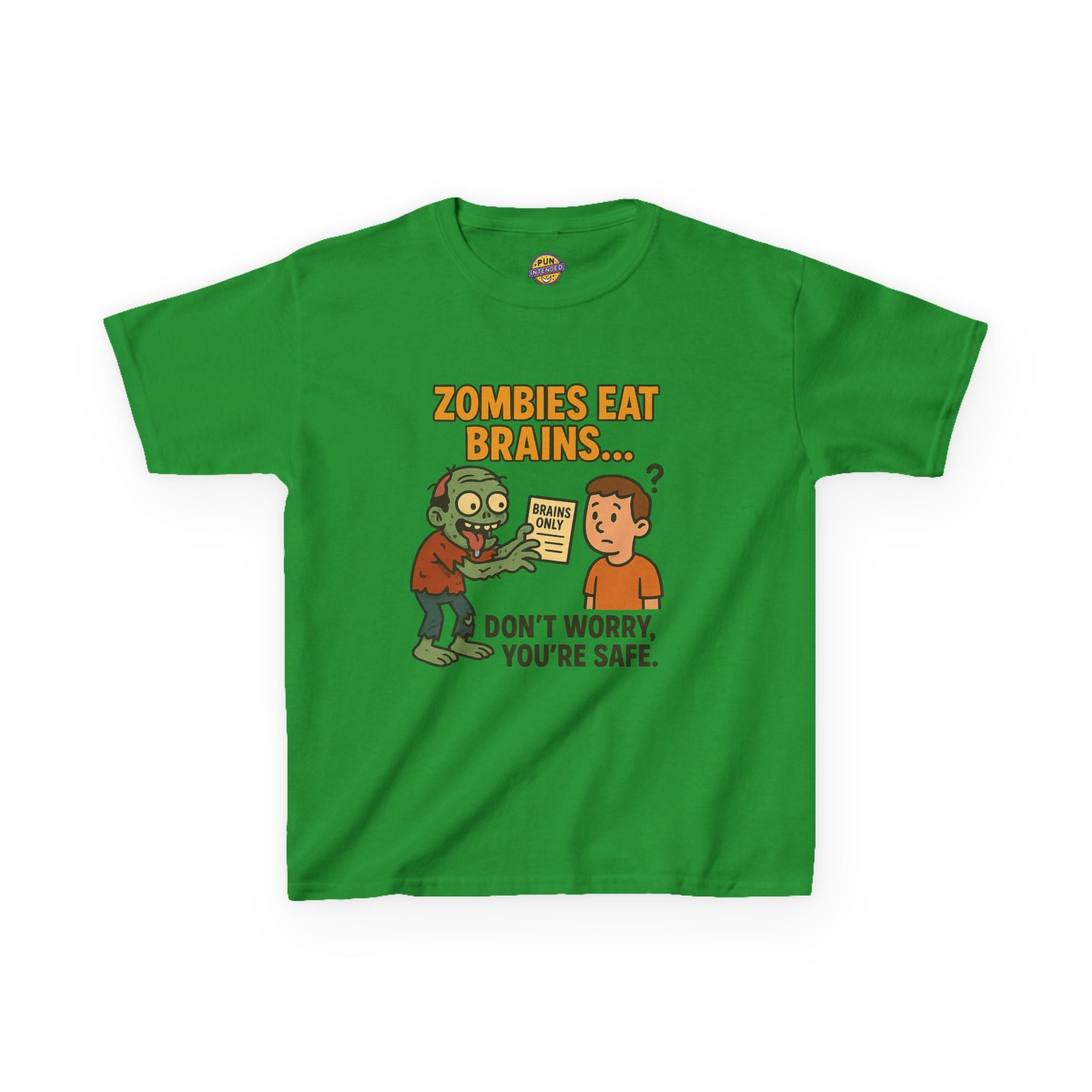 Zombies Eat Brains but You are Safe Childrens T-Shirt