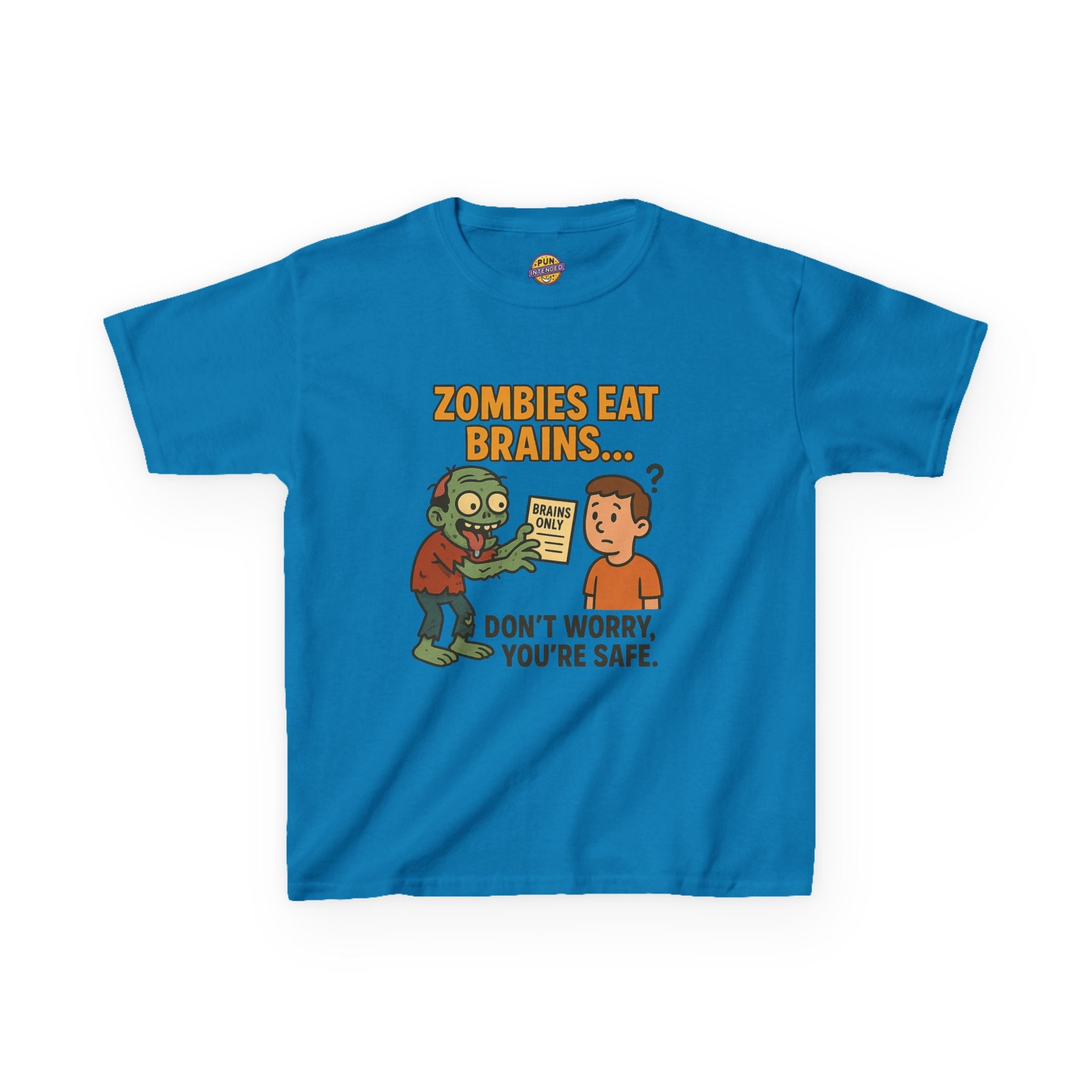Zombies Eat Brains but You are Safe Childrens T-Shirt
